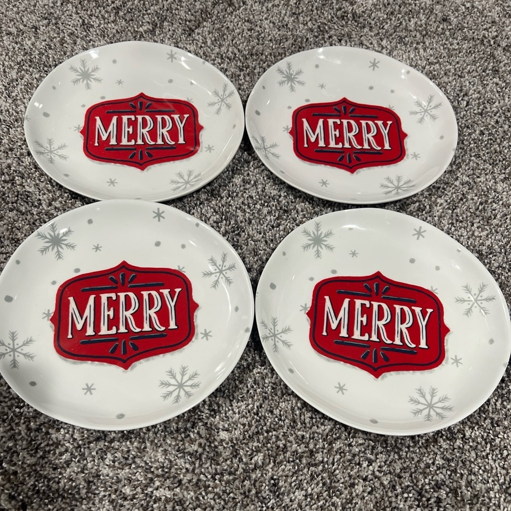 Wondershop Target Melamine Holiday Christmas Merry Salad Plates Set of 4